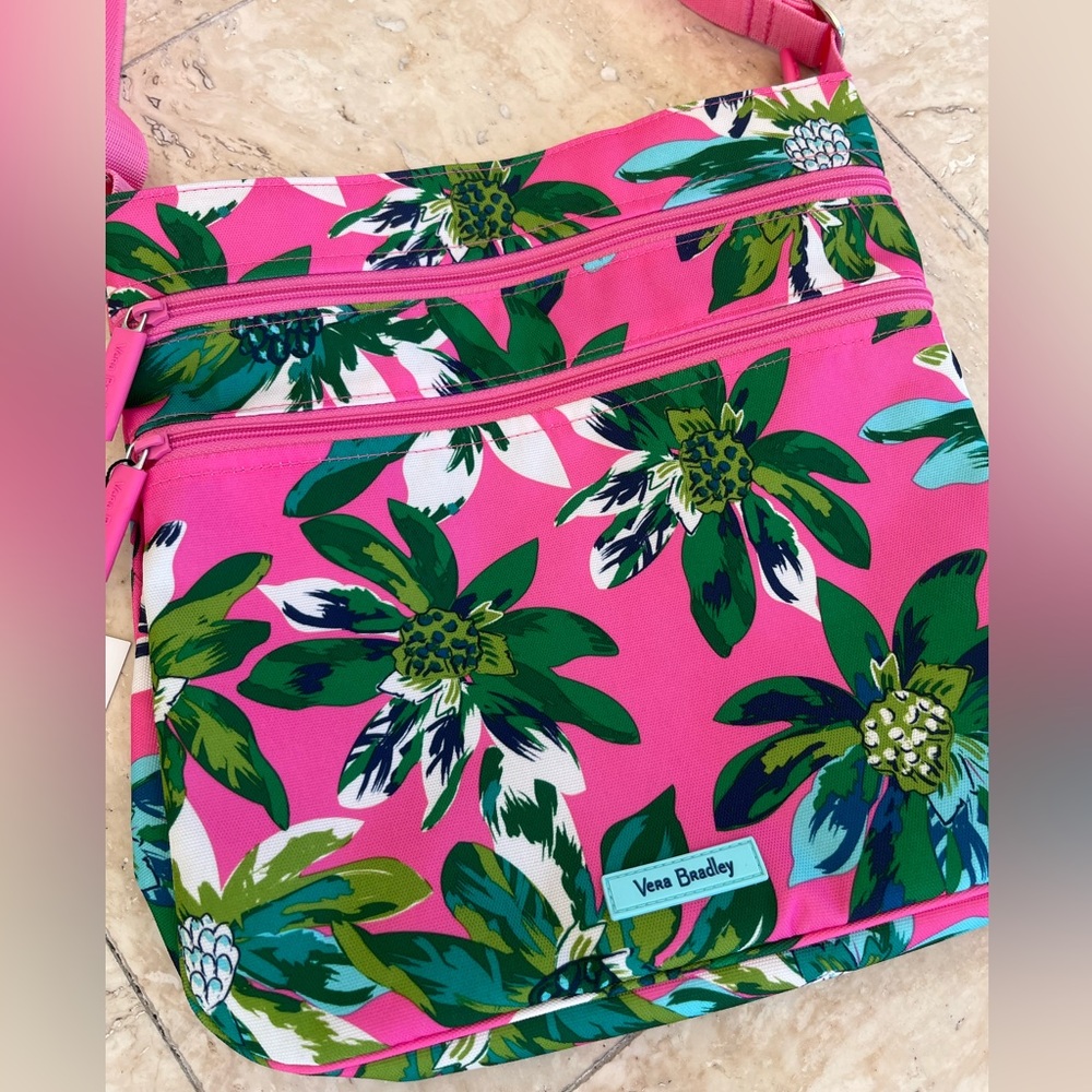 EUC Vera Bradley Tropical Paradise Triple Zip Crossbody Bag